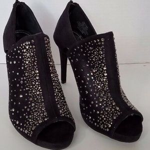 Jennifer Lopez Peep Toe Black Sparkle Booties